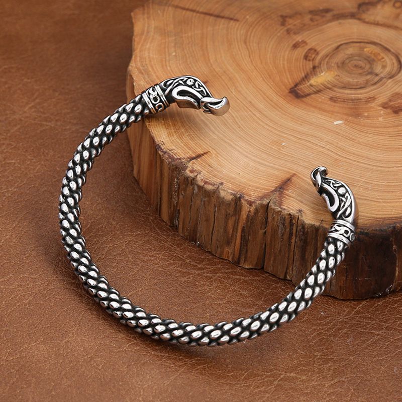 Bracciale retrò versatile da uomo in acciaio inossidabile con apertura solida e regolabile, bracciale in acciaio al titanio, personalità alla moda_voghion.com