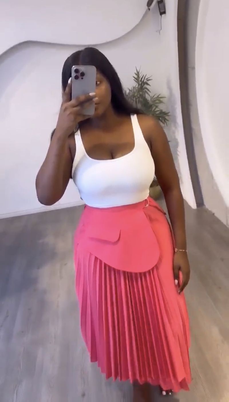Women's Clothing summer new solid color pleated A line half length high waist pleated skirt_voghion.com