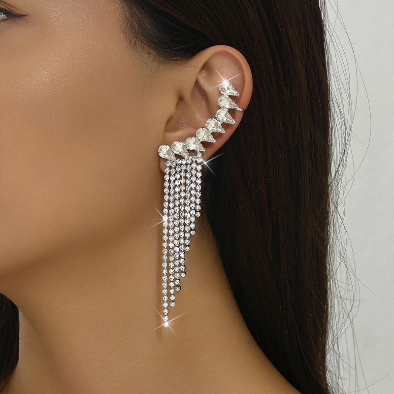Unisex Earrings Personalized Tassel Earrings Fashionable Temperament Super Flash Diamond Claw Chain Earrings_voghion.com