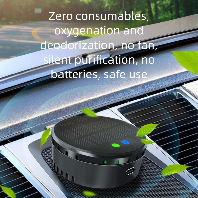Solar Car Air Purifier, USB Deodorizer For Food Pet Formaldehyde & Secondhand Odor, Portable Vehicle Freshener_voghion.com
