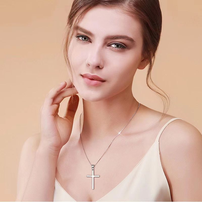 Damen Bijouen Koffer Kräiz Einfach Halskette Anhänger Modesch Temperament Retro High End Sense All Match Schléissebeenkette_voghion.com