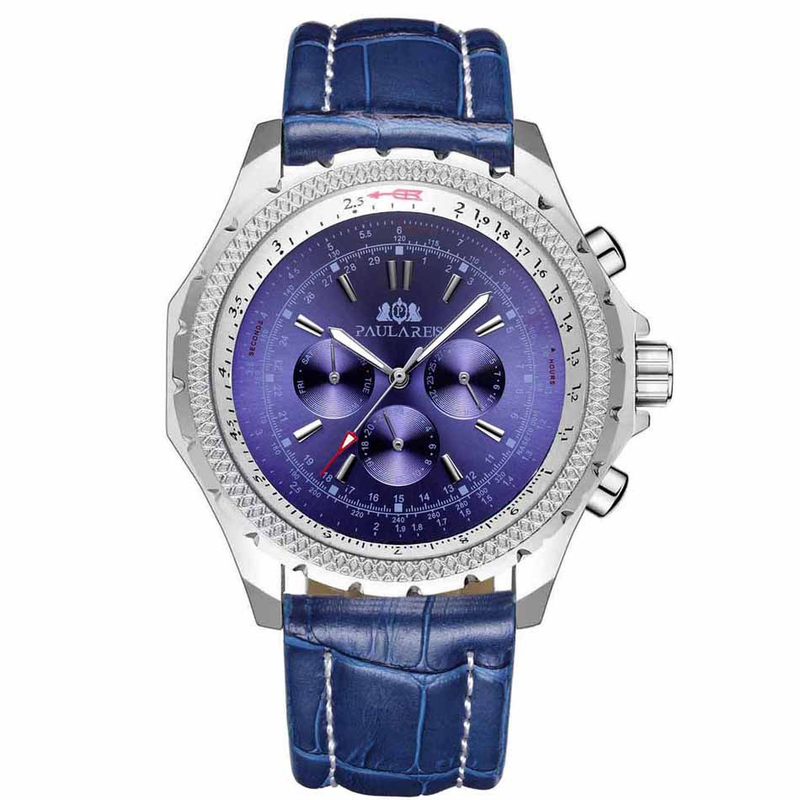 Automatische mechanische multifunktionale leuchtende Herrenuhr Kupfergürtel Leder_voghion.com