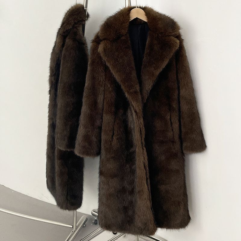Elegante cappotto lungo in pelliccia sintetica da donna - Giacca invernale con revers a lancia e frange, capospalla caldo ed elegante per l'ufficio e le occasioni serali_voghion.com