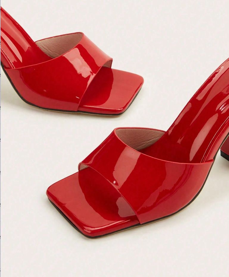 Square Head One Line High Heels Slipper Woman_voghion.com