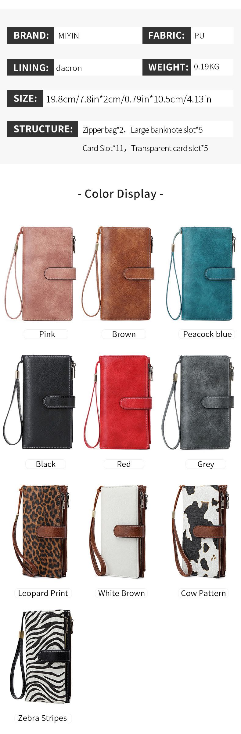 Geldbörsen für Frauen RFID Trifold Clutch Mode PU Leder Lange Geldbörse Damen Kreditkartenhalter_voghion.com