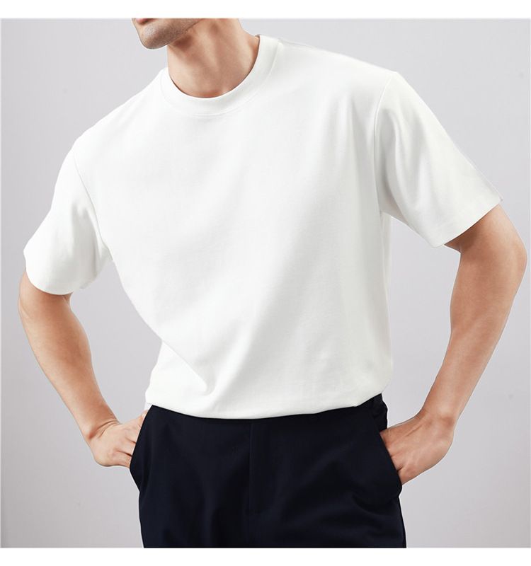 Live Supply Of High-quality Long-staple Cotton Men's Short-sleeved T-shirts, Non-marking Pressing Double-sided Liquid Ammonia Cotton Round Neck Large_voghion.com