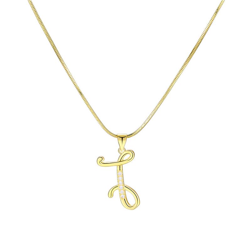 Kreativ Moud High-End Halskette Koffer Zirkon Echtgold Galvaniséierung 26 Buschtawen Anhänger Schléissebein Kette_voghion.com
