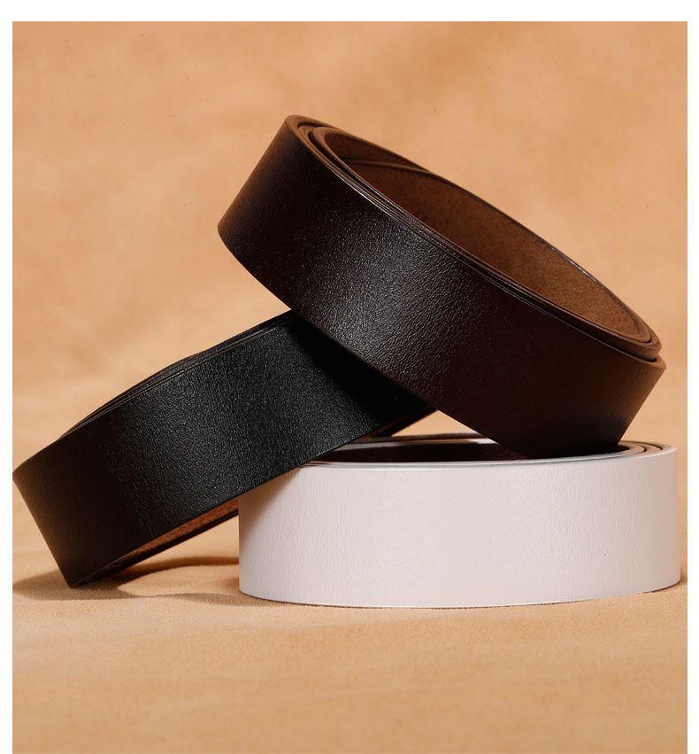 HOT 100% Pure Cowhide Belt Strap No Genuine Leather Belts without Automatic Buckle Men Wome Black Brown White High Quality_voghion.com