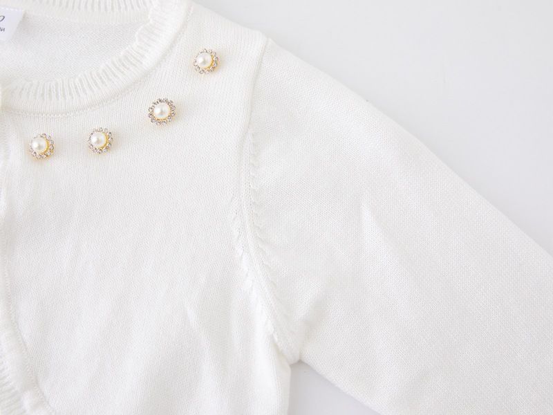 Mit Glitzer verzierte Strickjacke für Mütter und Kinder für Mädchen – Langärmliger Pullover mit offener Vorderseite aus weicher Baumwollmischung, perfekt für Kleider und formelle Anlässe_voghion.com