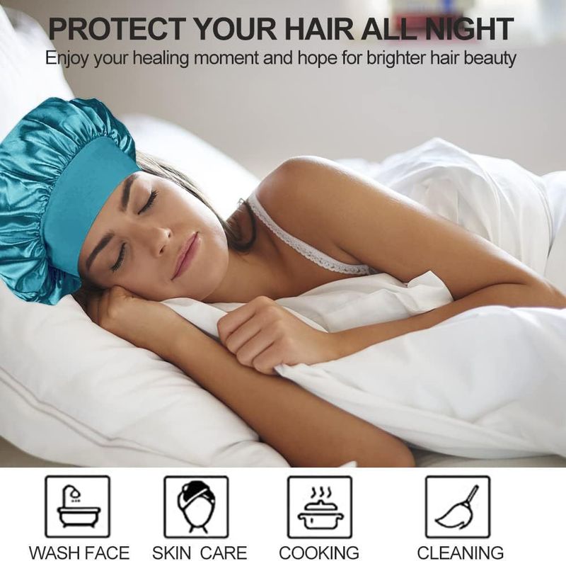 Breedgerande, zeer elastische hoofddoek, beautyhoed, badhoed, haarverzorgingshoed, gekleurde dameshoed, slaapmuts_voghion.com