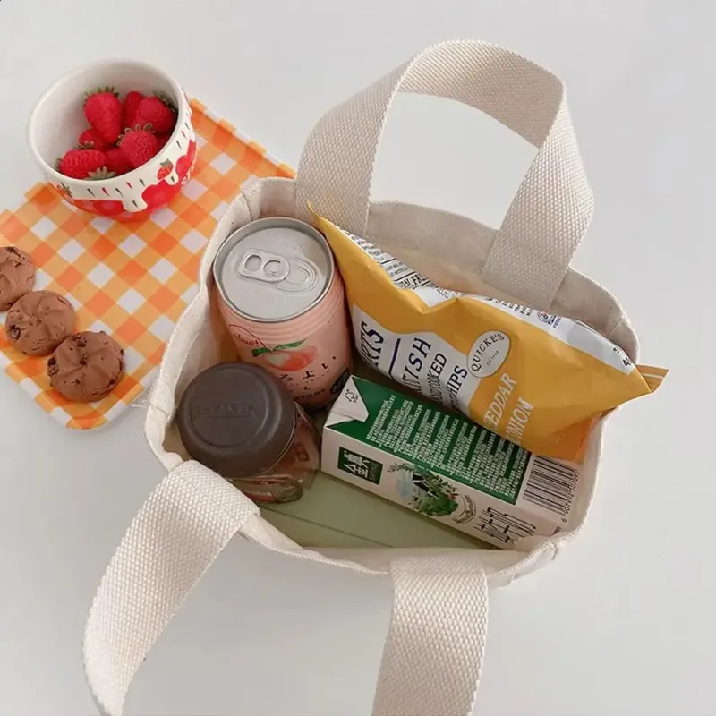 1 Piece Of Canvas Lunch Bag Womens Container Picnic Handbag Box Smalllarge Food Storage 250318l_voghion.com