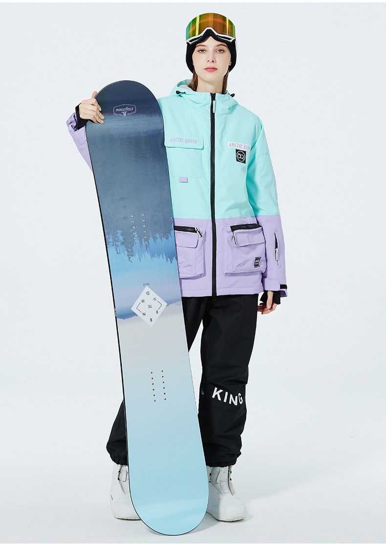 001 Set For Men Women, Couple Style, Warm Thickened, Korean Version Jacket Pants Set, Snowboard And Snow Ski Suit_voghion.com