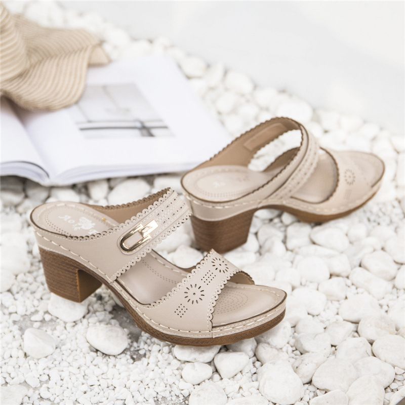 Neue Sandalen mit dicken Absätzen, Hausschuhe in Übergröße, Muller-Schuhe für Damen_voghion.com