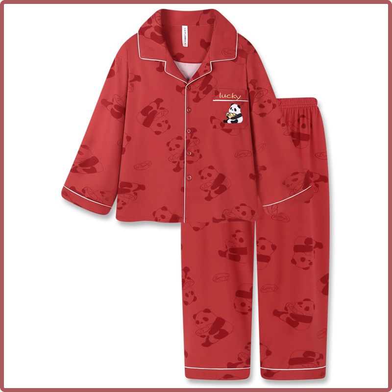 Pijamale din bumbac cu panda pentru bărbați, de primăvară și toamnă, noi, drăguțe, casual, îmbrăcăminte de exterior pentru casă, 2024_voghion.com
