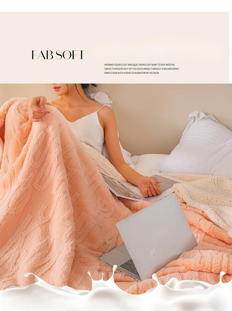 2025 Letter Pattern Taffeta Lamb Wool Thickened Multi-Functional Autumn Winter Throw Double-Sided Fleece Solid Color Nap_voghion.com