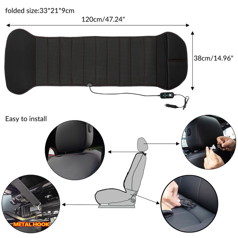 Coprisedile riscaldato per auto in pelle PU con telecomando integrato, 12 V 24 V, universale, riscaldatore, cuscino invernale freddo, nero_voghion.com
