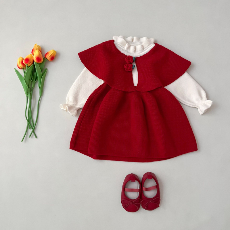 Pull tricoté à fleurs pour filles, robe douce, cape châle, faite à la main, pour bébé fille, 2023_voghion.com