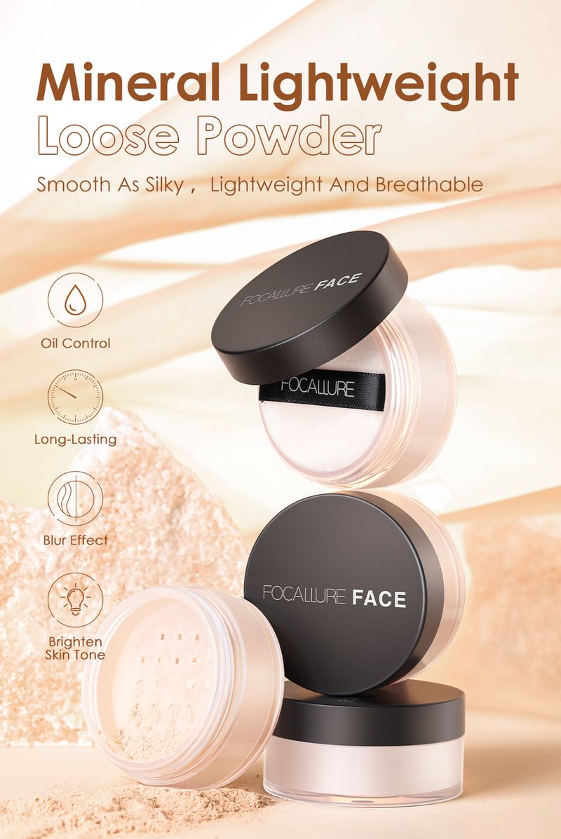 Cipria in polvere libera Focallure Invisible Finish, Cipria in polvere libera per il viso ..._voghion.com