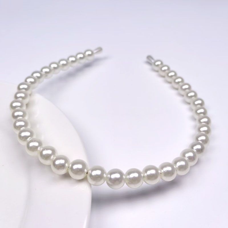 Korean Influencer Pearl Headband For Women, Versatile Minimalist Hair Hoop, Handmade Pearl-strung Fashion Elegant Hair Accessory_voghion.com