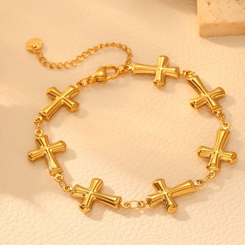 Titan Stahl Minimalist Nische Geometrische Kreis Für Frauen Kalten Stil Shell Kreuz Glatte Hohl Armband Schmuck_voghion.com
