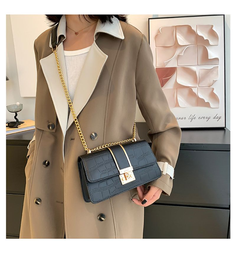 Taschen Unterarm Neue Herbst Koreanische Mode Kette Trendy Texturer Casual Stein Muster Pendler Schulter Tasche_voghion.com