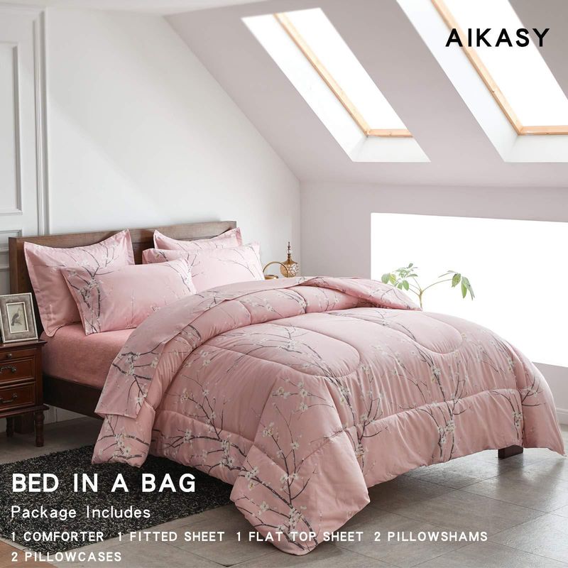 Pembe Erik Çiçeği Nevresim Takımı - Yorgan Kılıfı ve Yastık Kılıflı, Yumuşak Polyester Kapitone Yorgan - Romantik ve Yumuşak Ev Dekorasyonu_voghion.com