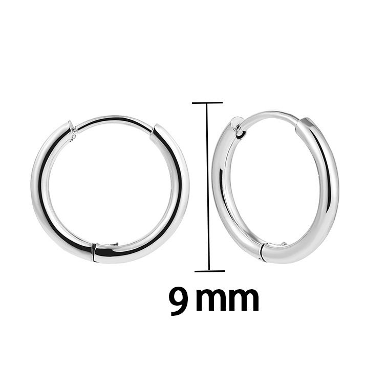 Sieradenset voor dames Fashionr Supply Retro Fashion Eenvoudige roestvrijstalen oorbel Veelzijdige ronde hoepeloorbellen_voghion.com