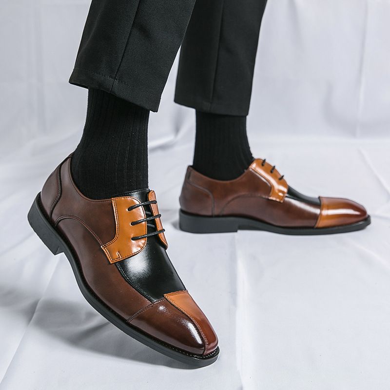 Unbeatable Quality Large 48 Color Block For Men's Shoes, Business Casual Square Toe, Large Size Formal Leather Shoes_voghion.com