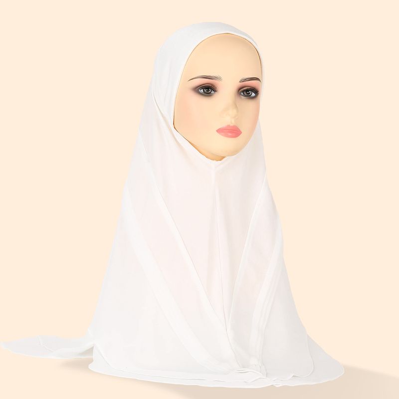 Lenço de cabeça plissado de camada dupla hijab feminino, chiffon de linho cristalino, três cores, chapéu feminino, xale confortável e respirável_voghion.com
