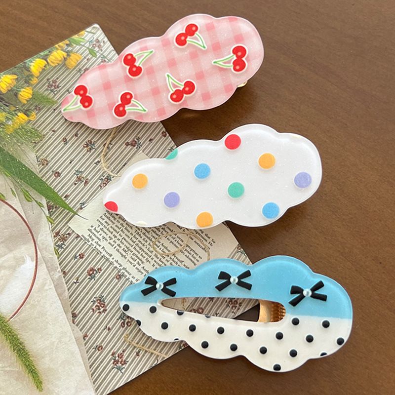 Süße Haarnadel mit gepunkteter Schleife und Wolke, für Damen, fragmentiertes Haar, Fransen, Fragment, süße Entenschnabelklammer, Haarnadel für Kinder, Kopfbedeckung_voghion.com