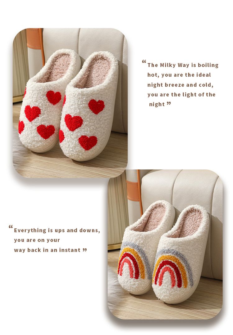 Neue winter smiley pilz baumwolle hausschuhe weibliche indoor hause nicht-slip hause warme hausschuhe_voghion.com