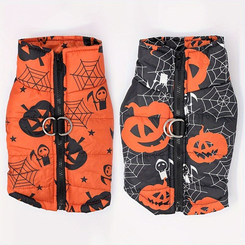 Felpa con cappuccio di Halloween, nuova tuta da sci antivento calda per cani e gatti, stile zucca e noce_voghion.com