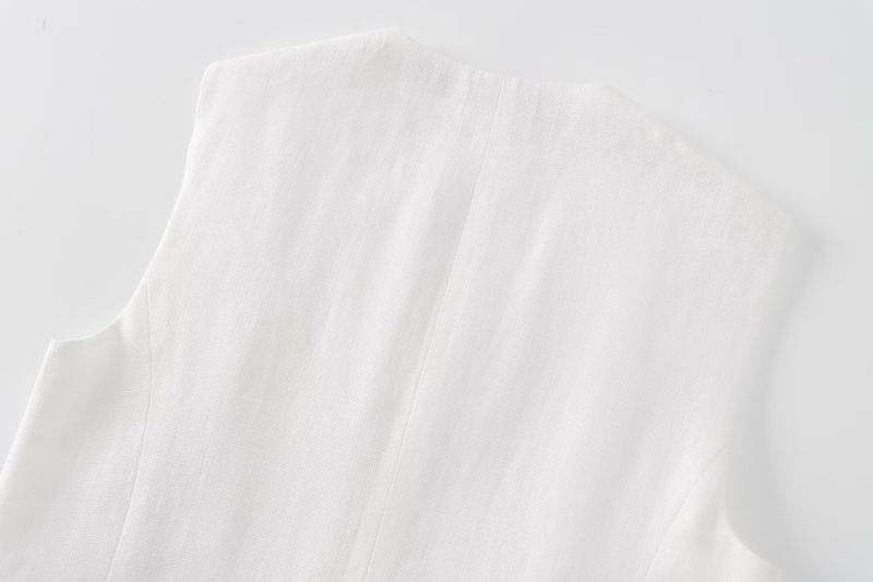 Pijama de lino estilo chaleco para mujer, novedad de verano de 2024, pantalones tipo traje_voghion.com