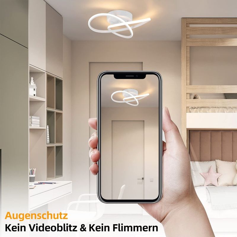 Glitzerlife LED Deckenlampe Weiß Dimmbar Deckenleuchte -33W Schlafzimmerlampe Modern Mit Fernbedienung Wohnzimmerlampe 40CM Geometrie Design Für Küche Flur Studio_voghion.com