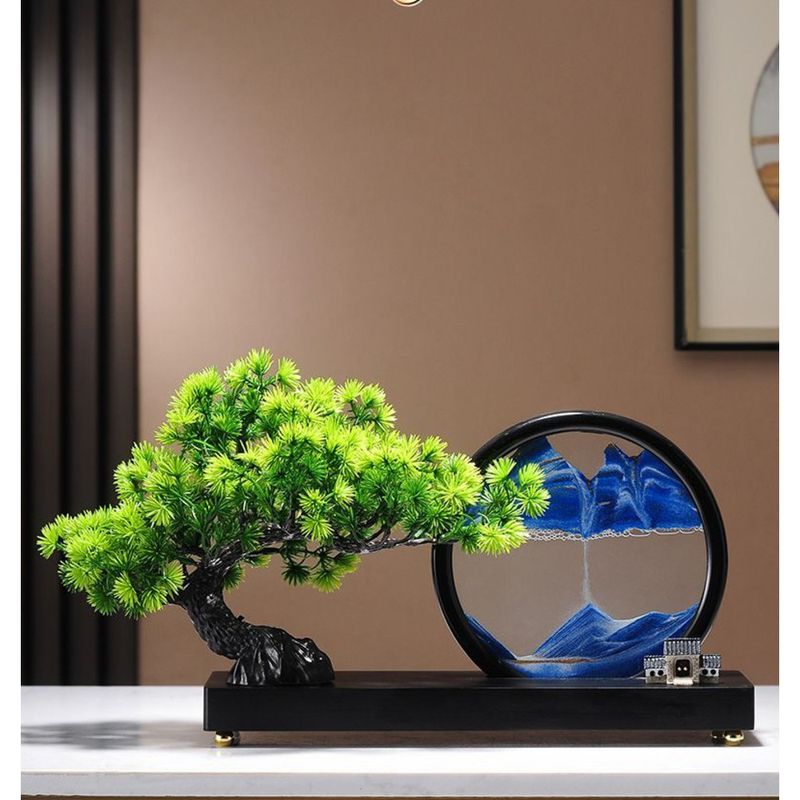 Simulation pseudo accueillant arhat pin coulant peinture sur sable décorations couloir zen chinois étagère Bogu armoire à vin_voghion.com