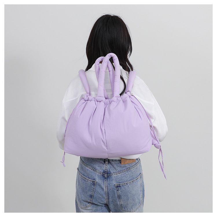 New style portable down cotton bag winter versatile fashion shoulder messenger bag multifunctional pleated casual backpack_voghion.com