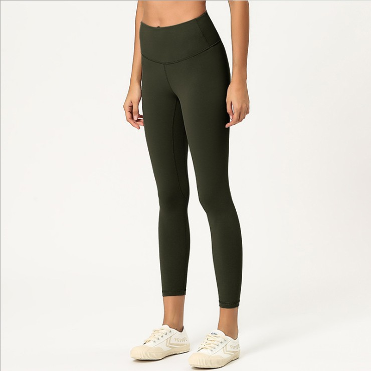 vvcx 2025s New Double-Sided Brushed For Women, Skin-Friendly Naked Feel, Nine-Tenths Length, High Waist, Hip-Lifting Yoga Pants_voghion.com