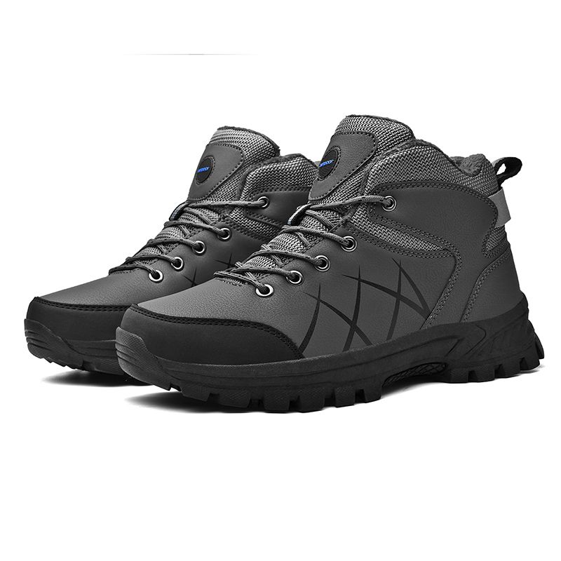 Winter Herrenstiefel High Top Wanderschuhe Warme Plüsch Stiefeletten Wasserdichte Leder Sneakers Outdoor Männliche Wanderstiefel Arbeitsschuhe_voghion.com