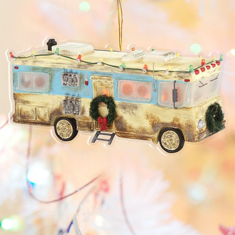Auffälliger Weihnachts-Hängeanhänger mit Umhängeband, Acryl-Weihnachtsferiendorf-Ornament, Partyzubehör_voghion.com