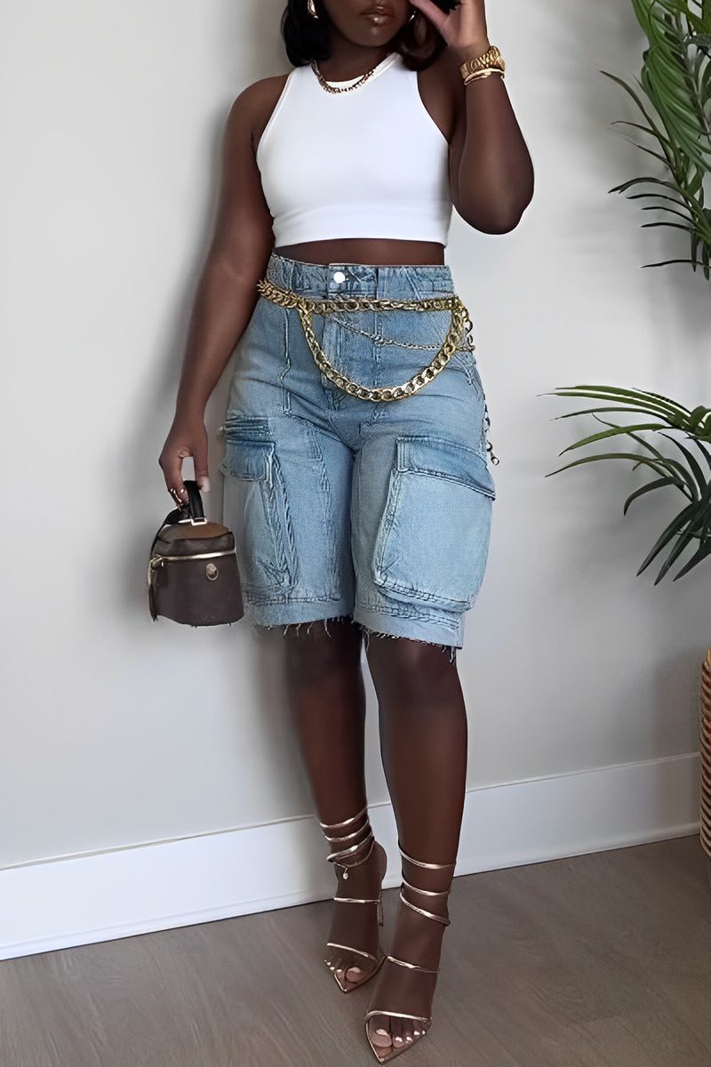 Damenbekleidung Frühling und Sommer Neue Denim Ripped Stroh gewaschene Arbeitstaschen Jeans_voghion.com