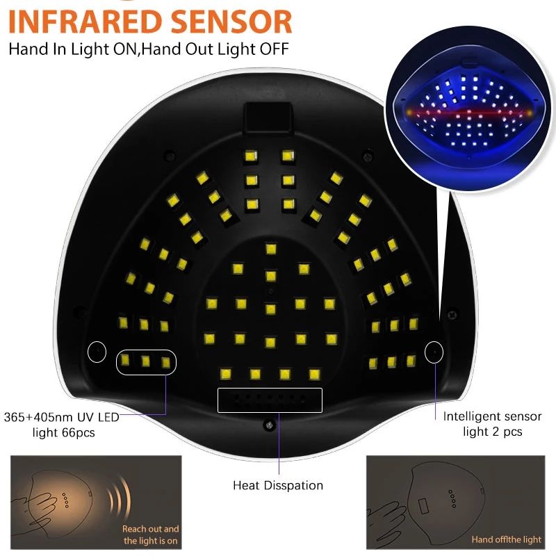 280W SUN X10 Max UV LED Nail Lamps Dryer With 66 LEDS Smart Timing Quick Dry For Gel Two-handed Household Lamp For Manicure Tool_voghion.com