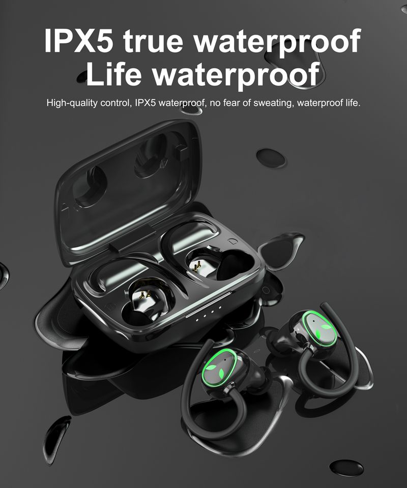 Bluetooth 5.3 Headphones Sport Wireless Earphones In Ear Noise Cancelling , Over Earhooks Ear Buds IPX5 Waterproof Deep Bass Headset For Running Gym_voghion.com