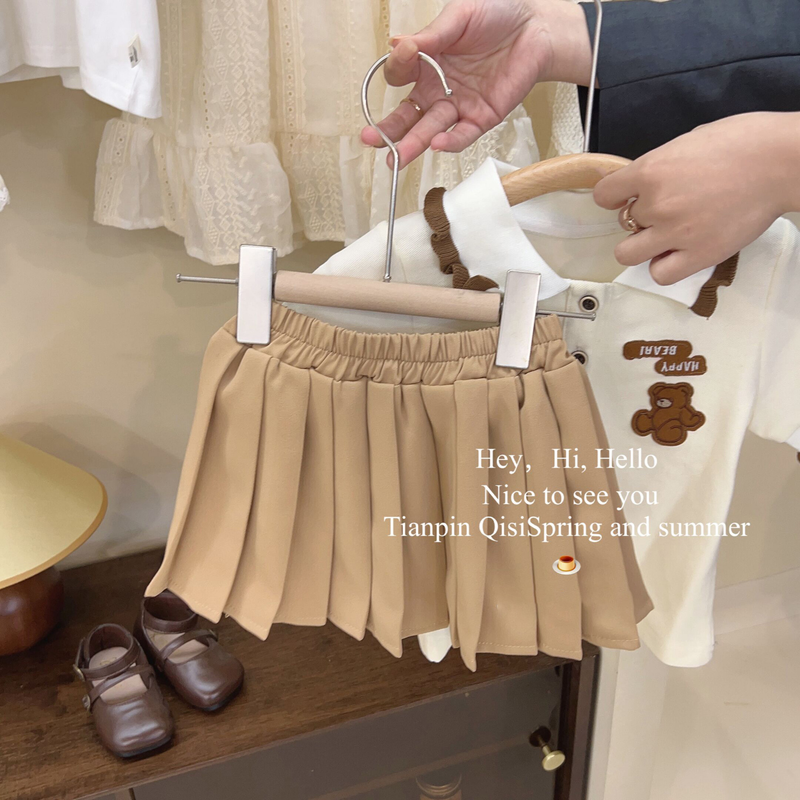 Mother&Kids Baby Girls Polo Dress Summer Skirt T-shirt Skirt Two-piece Set Of Fashion_voghion.com