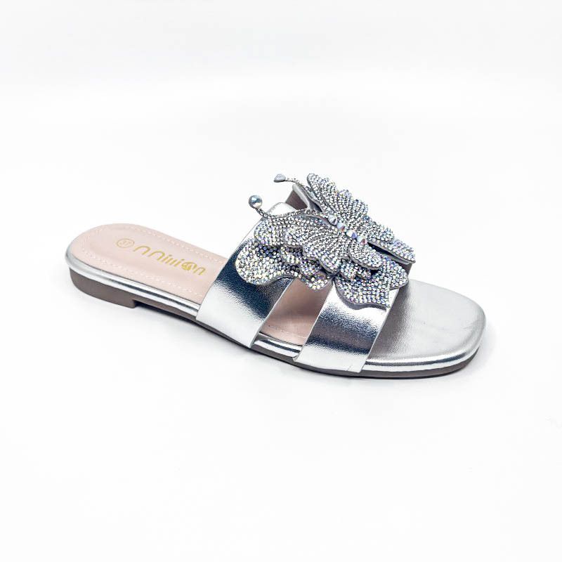 Chaussons pour femmes, ballerines pour femmes, chaussures plates, surface diamantée, extérieur, sans lacet, mode, pantoufles pour femmes Huidong, usine_voghion.com