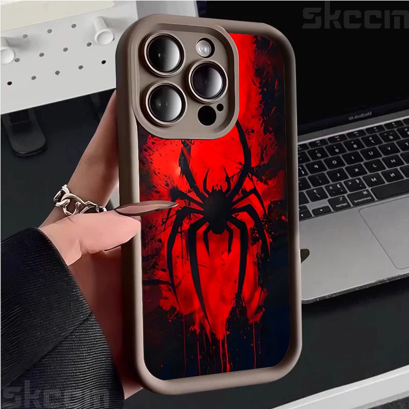 Blood Spider Pattern Design Silicone Soft Phone Case For IPhone 16 Pro Max 15 14 13 12 11 7 8 Plus X XR XS Lens Protection Cover_voghion.com