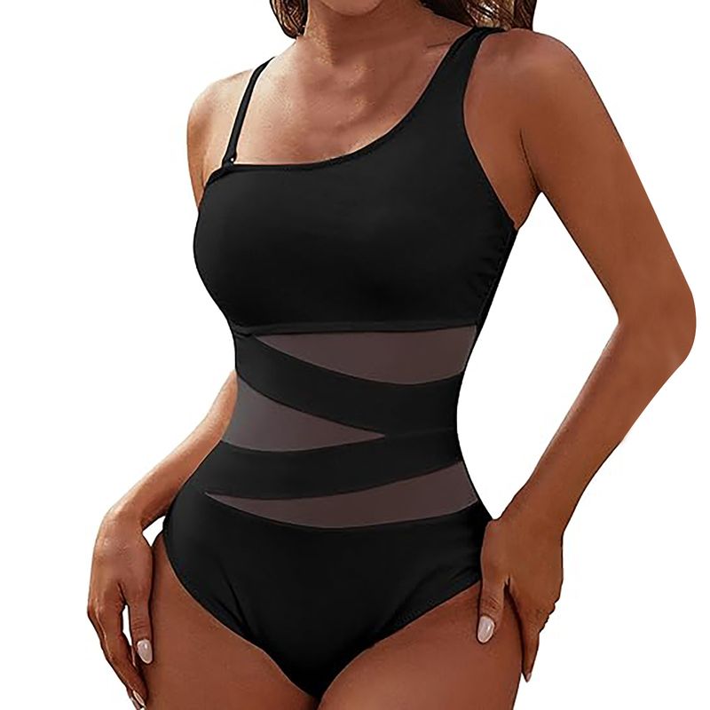 Women's Clothing One Piece Swimsuit Thin Strap Oblique Shoulder Conservative Bikini_voghion.com