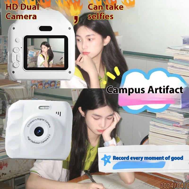 Xiaomi Youpin HD Cute Dual Digital Polaroid Student Campus Puede tomar fotografías y transferirlas a la cámara móvil_voghion.com