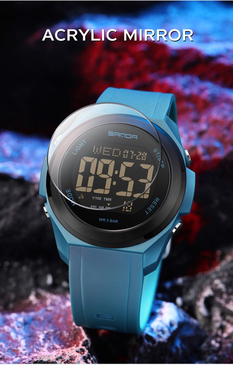 Orologio da uomo SANDA, conto alla rovescia, multifunzione, digitale, sportivo, moda, sette colori, retroilluminazione, impermeabile, da polso_voghion.com