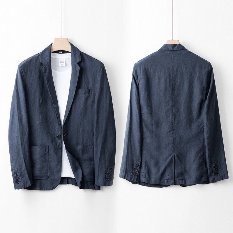 Completo casual da uomo in lino, ampio e sottile, in cotone e lino, due pezzi_voghion.com