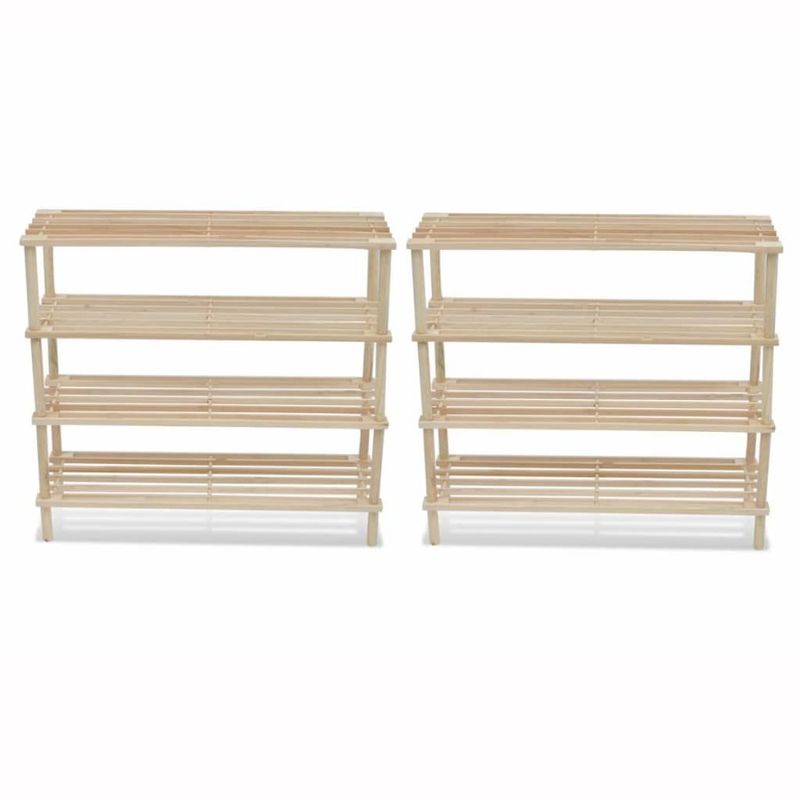 Pcs 2 Racks Shoe Fir Wood Solid 4Tier_voghion.com